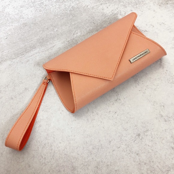 KLM Jantaminiau Orange Envelope Clutch Wristlet - Picture 1 of 8